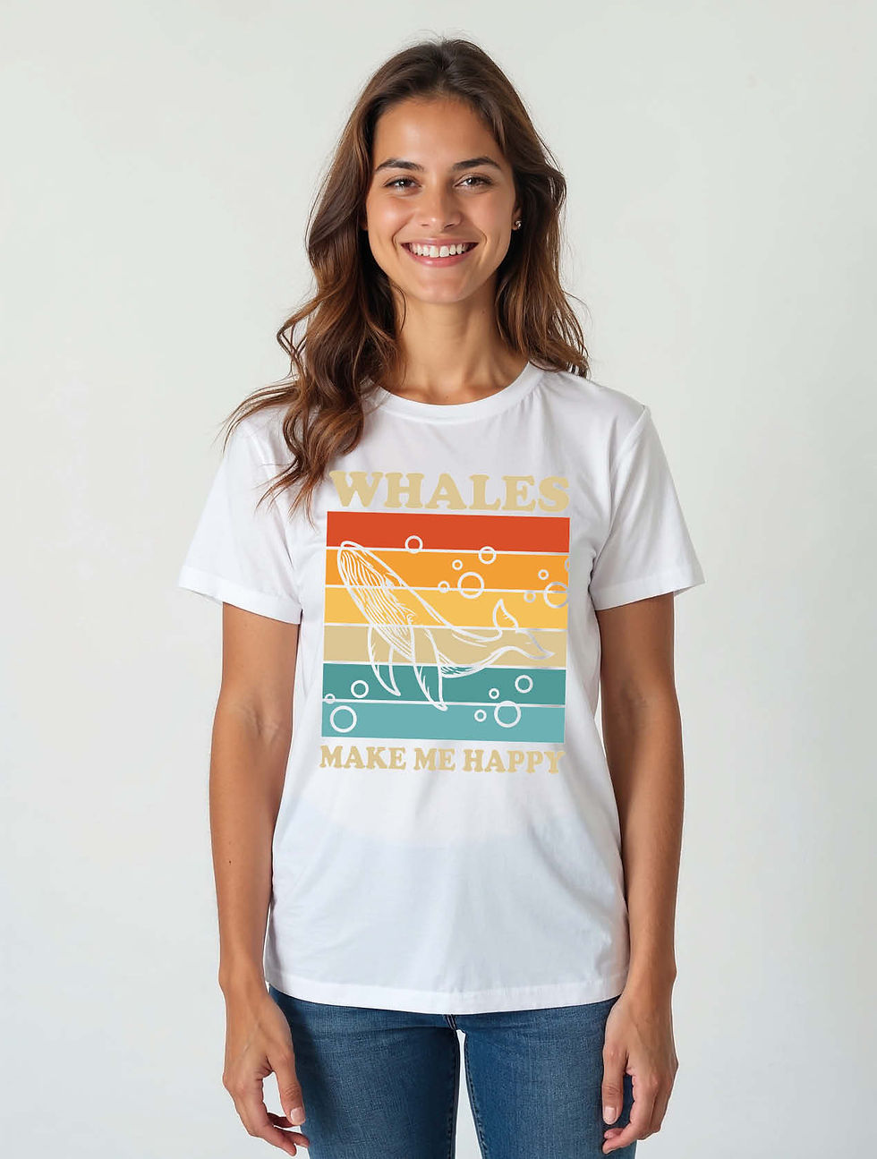 Thumbnail: whales make me happy Chic Women’s Printed Graphic Streetwear T-Shirt