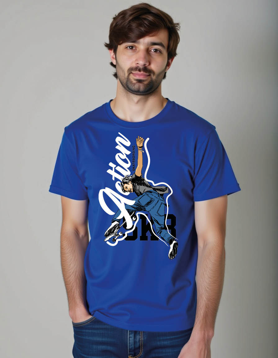 Thumbnail: ACTION mens printed graphic t shirt