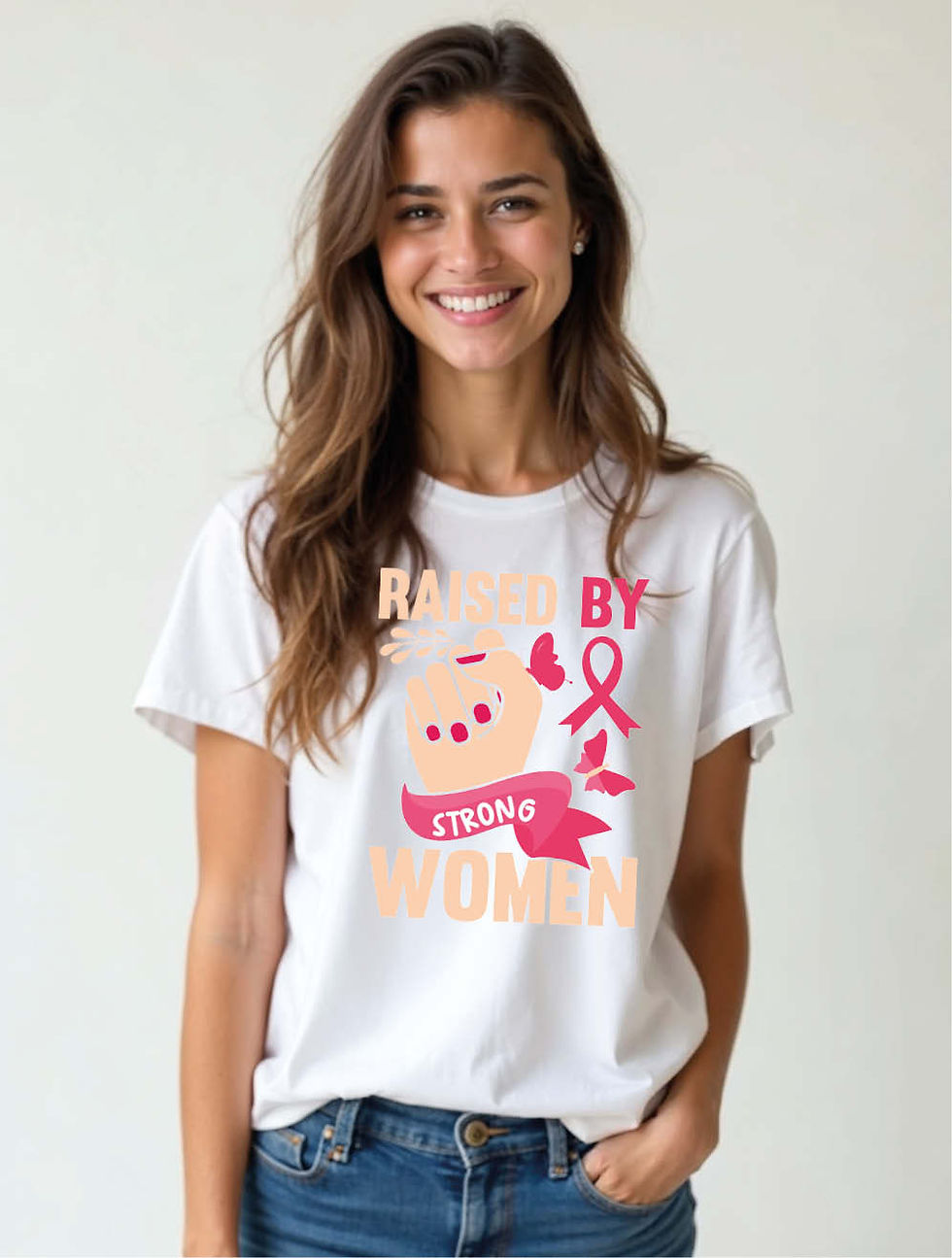 Thumbnail: raised by strong women Trendy Women’s Printed Graphic Streetwear T-Shirt