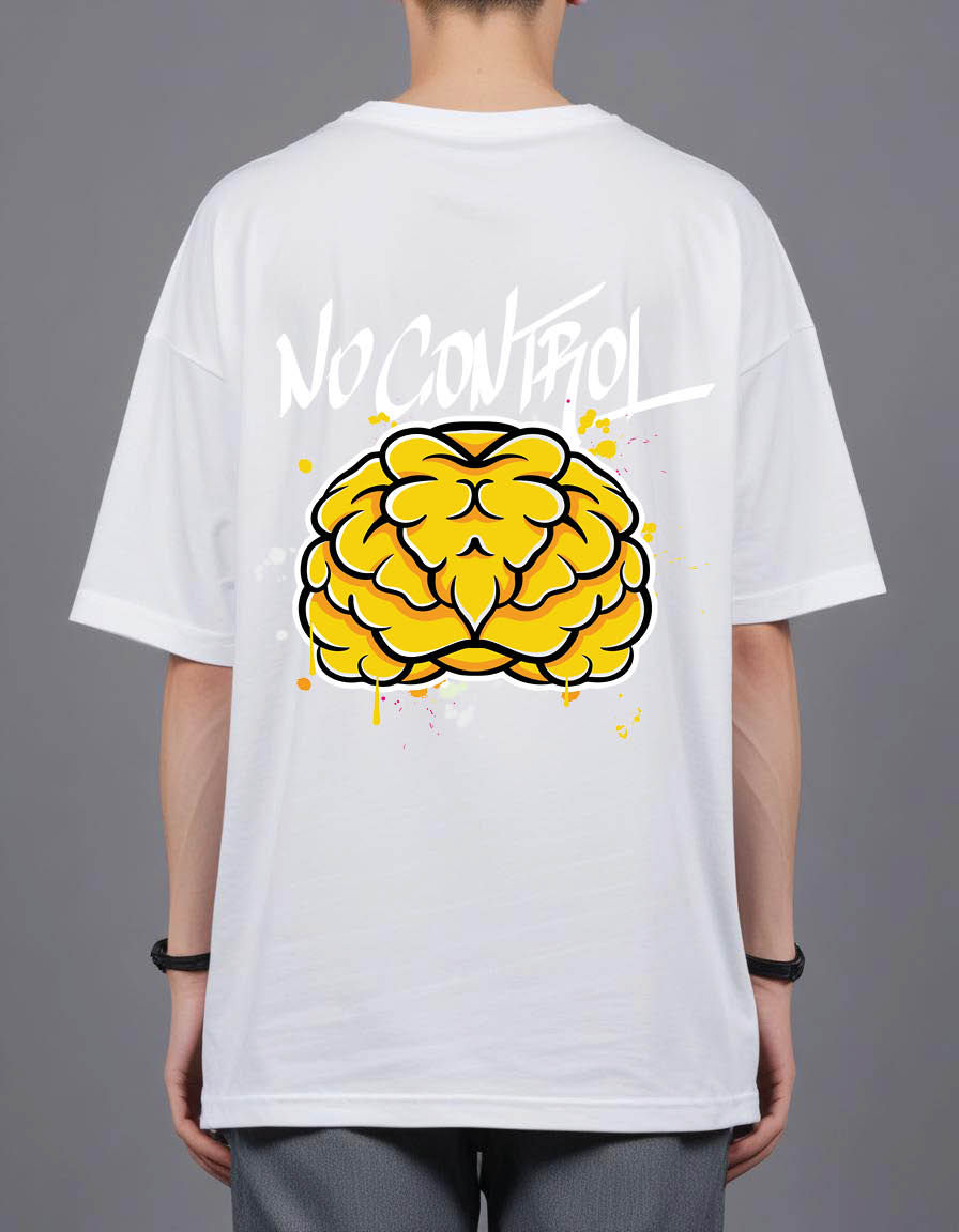 Thumbnail: drawn brain with slogan no control Oversized Printed t shirt