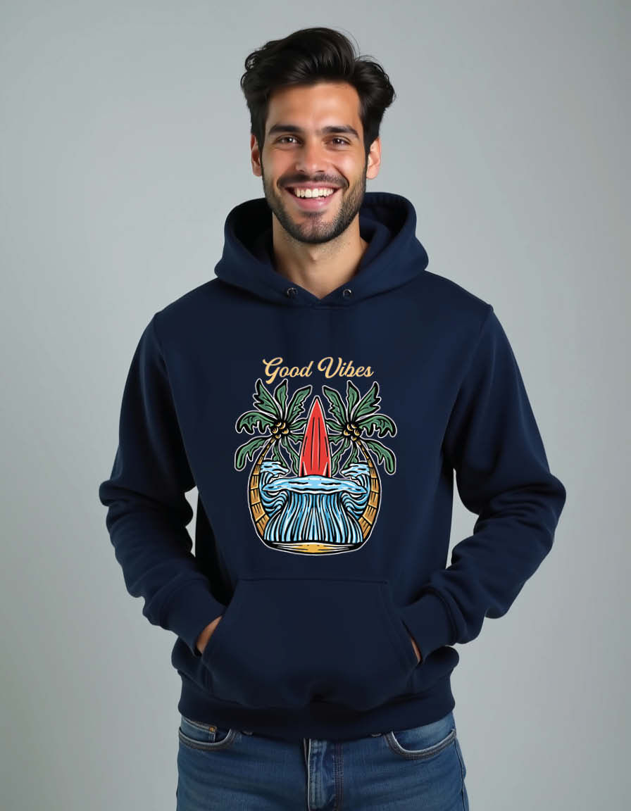 Thumbnail: Good vibes at beach Unisex Graphic Printed Hoodie