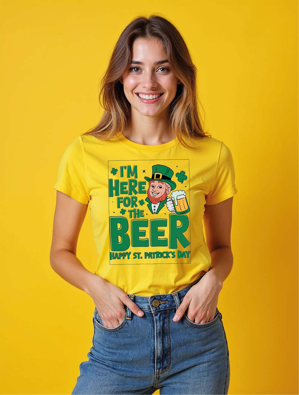 i'm here for the beer happy st. patrick's day Trendy Women’s Typography T-Shirt