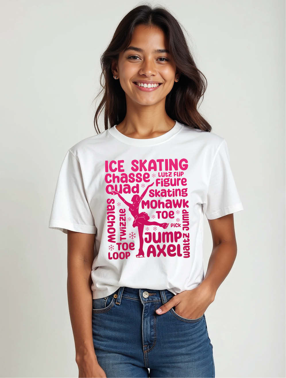 ice skating chasse quad figure skating mohawk toe jump axel Women’s Printed Tees