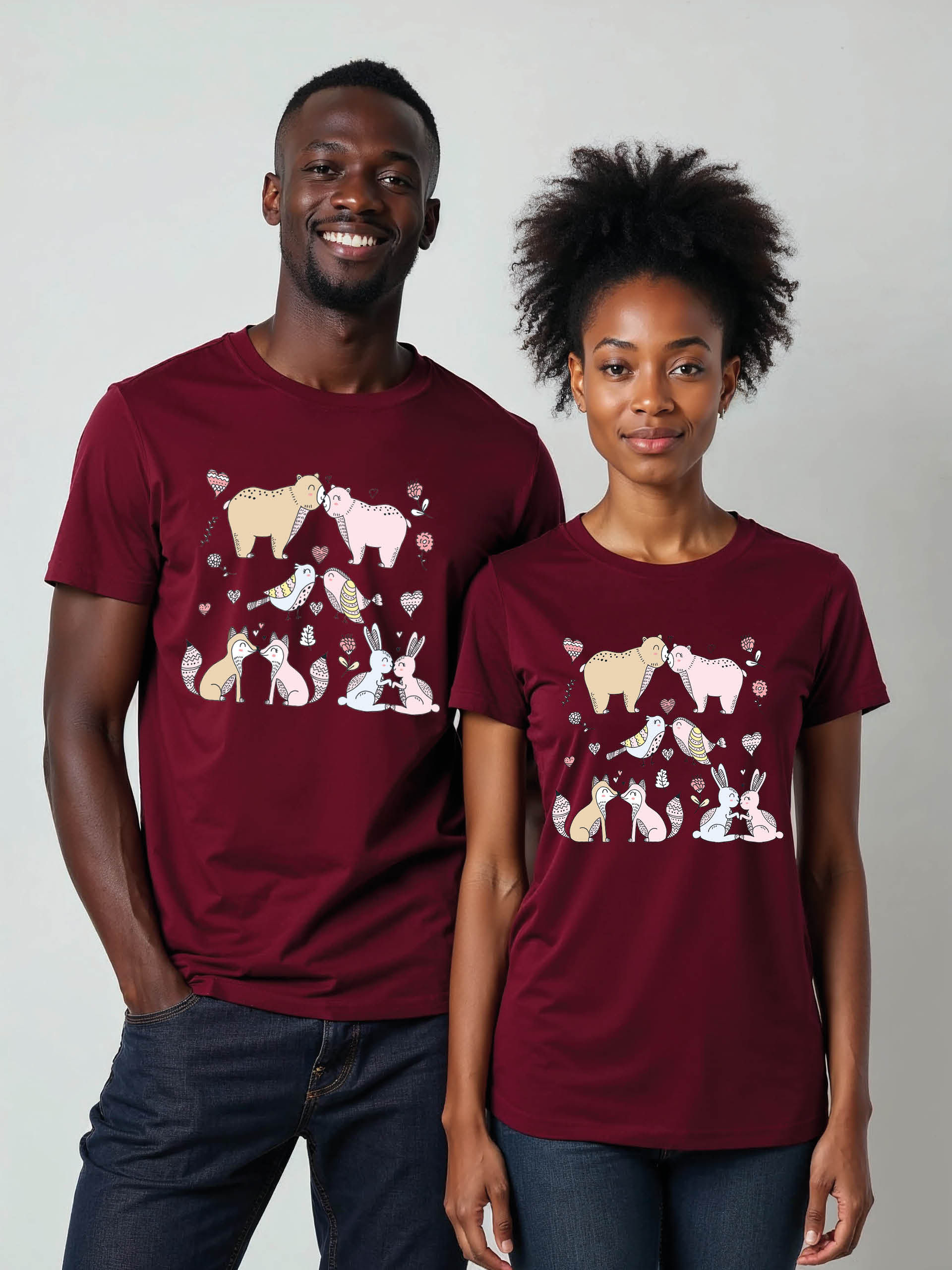 Romantic Cartoon Couple Matching Tee Lovers Edition – Shop Now