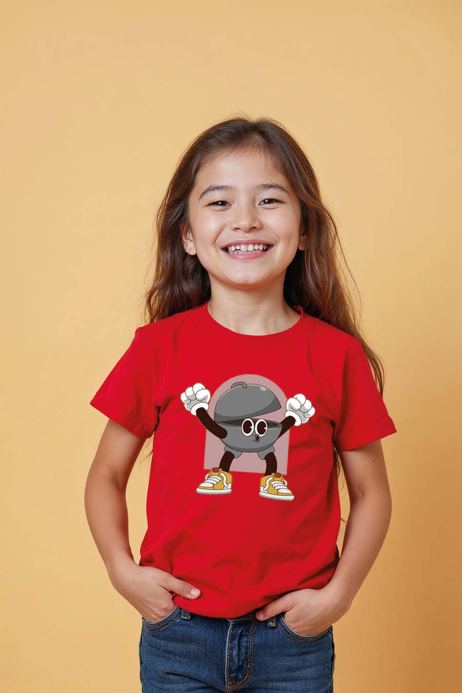 Thumbnail: Cool Rock Buddy Cartoon Cute Trendy Printed Tee for Kids – Drawing Print Design