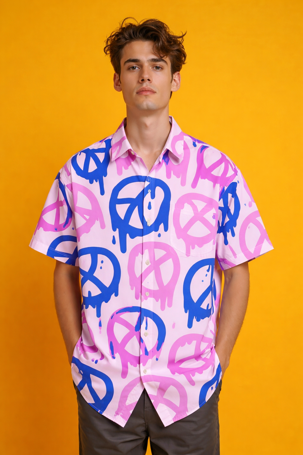 Graffiti peace style portrait Trend Focused Patterned All Over Printed Shirt