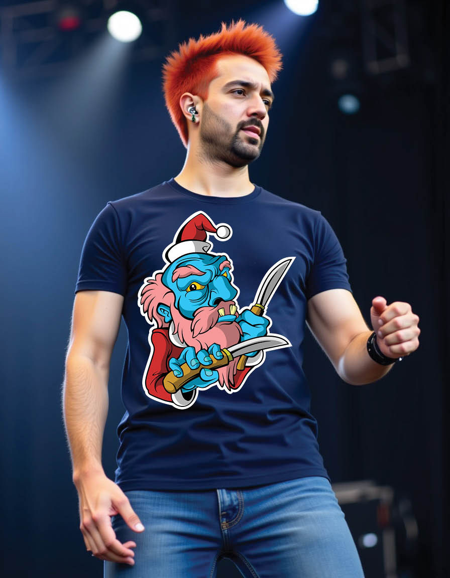 Thumbnail: evil santaclaus christmas sticker dark mens printed graphic t shirt