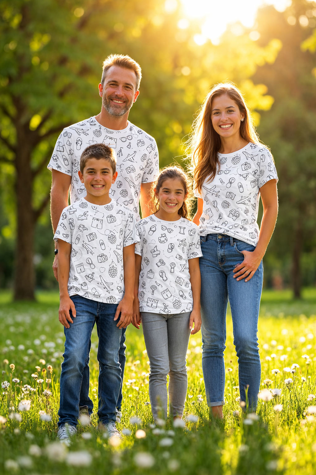 Family matching printed tshirts pack of 4