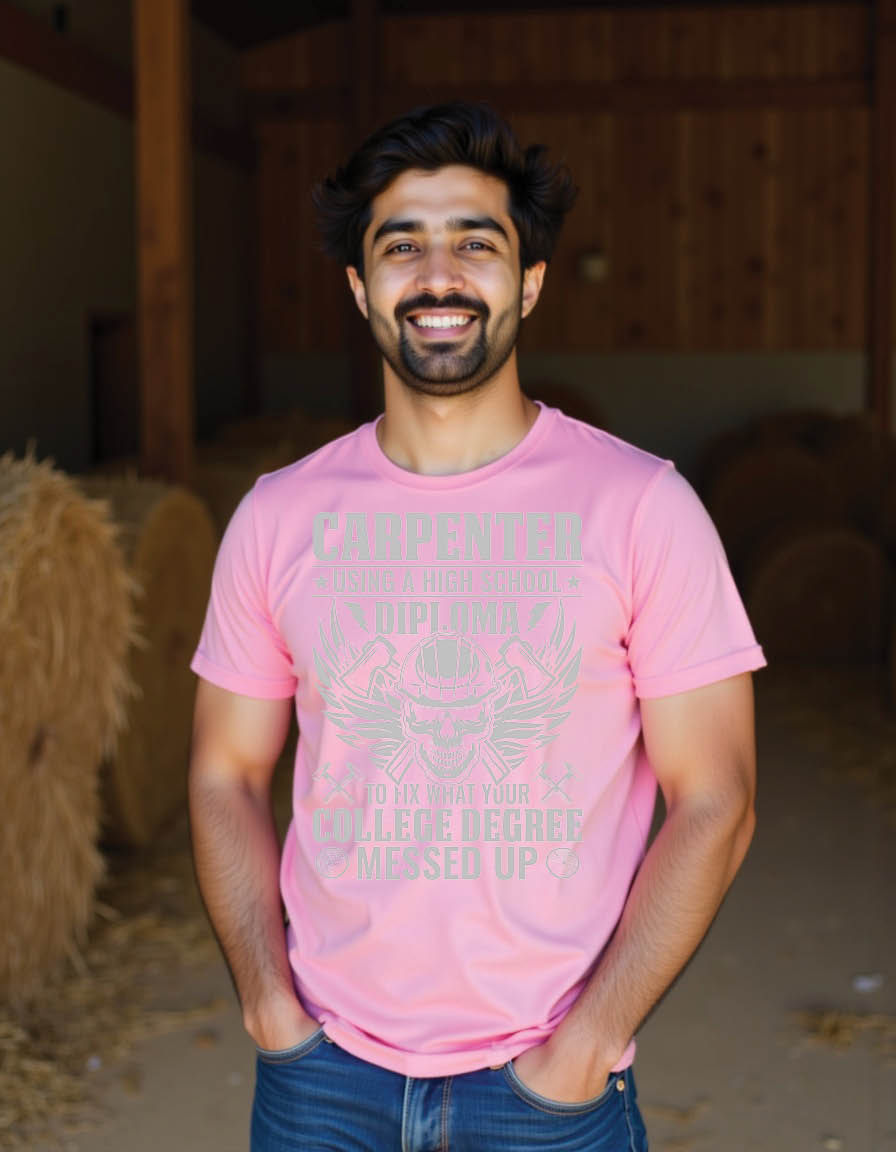 Thumbnail: carpenter using high school diploma fix what your mens printed graphic t shirt