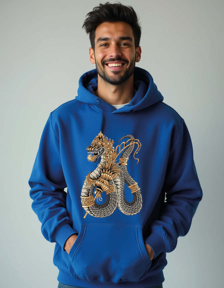 Thumbnail: Golden Dragon Serpent Art Classic Unisex Printed Graphic Hoodies For Men & Women