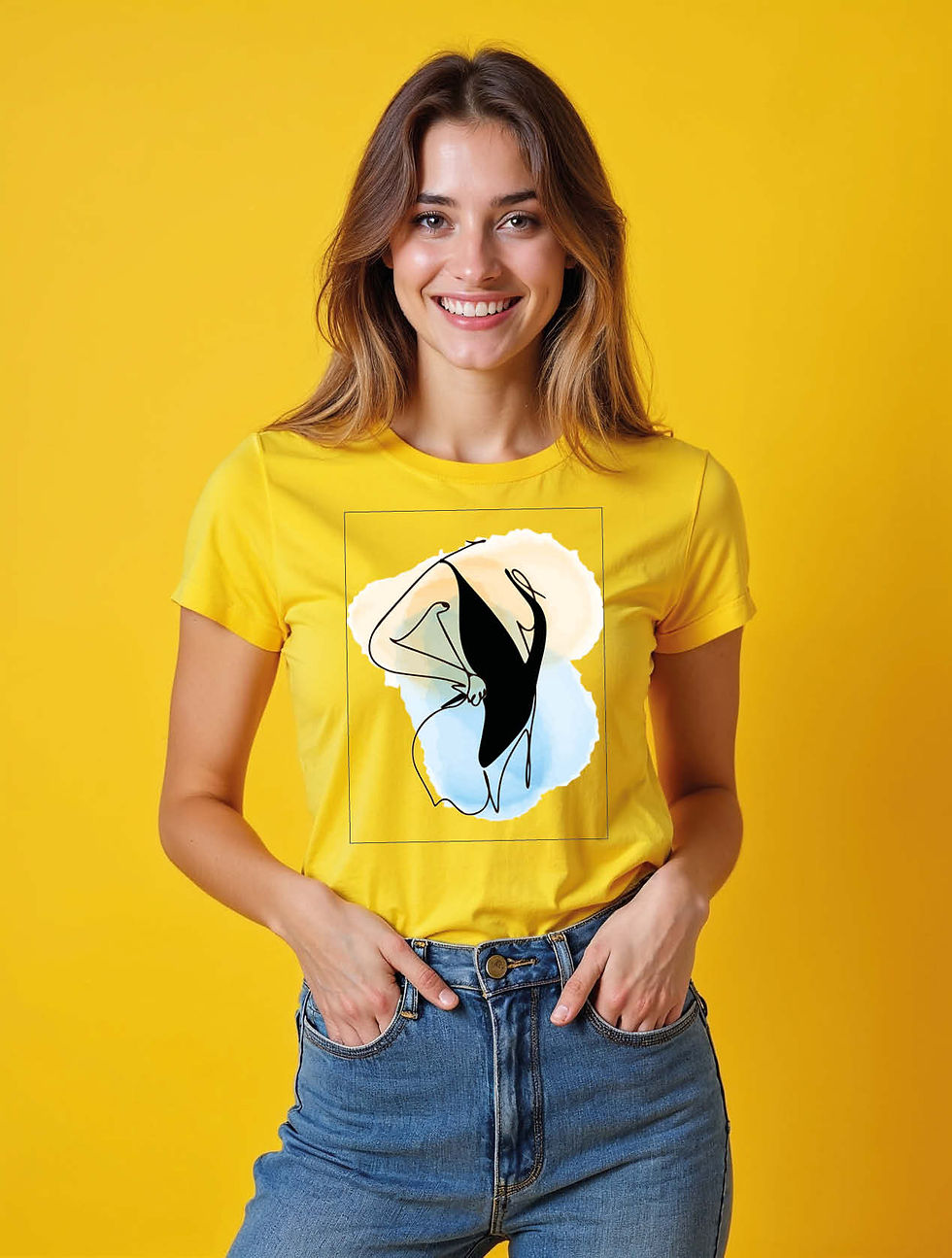 Thumbnail: Abstract Swimmer Trendy Women’s Typography T-Shirt – Shop Now