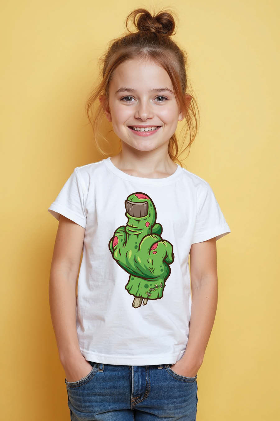 Thumbnail: Zombie Fist Tee Colorful Cute Kids Typography T-Shirt – Superhero Print Design