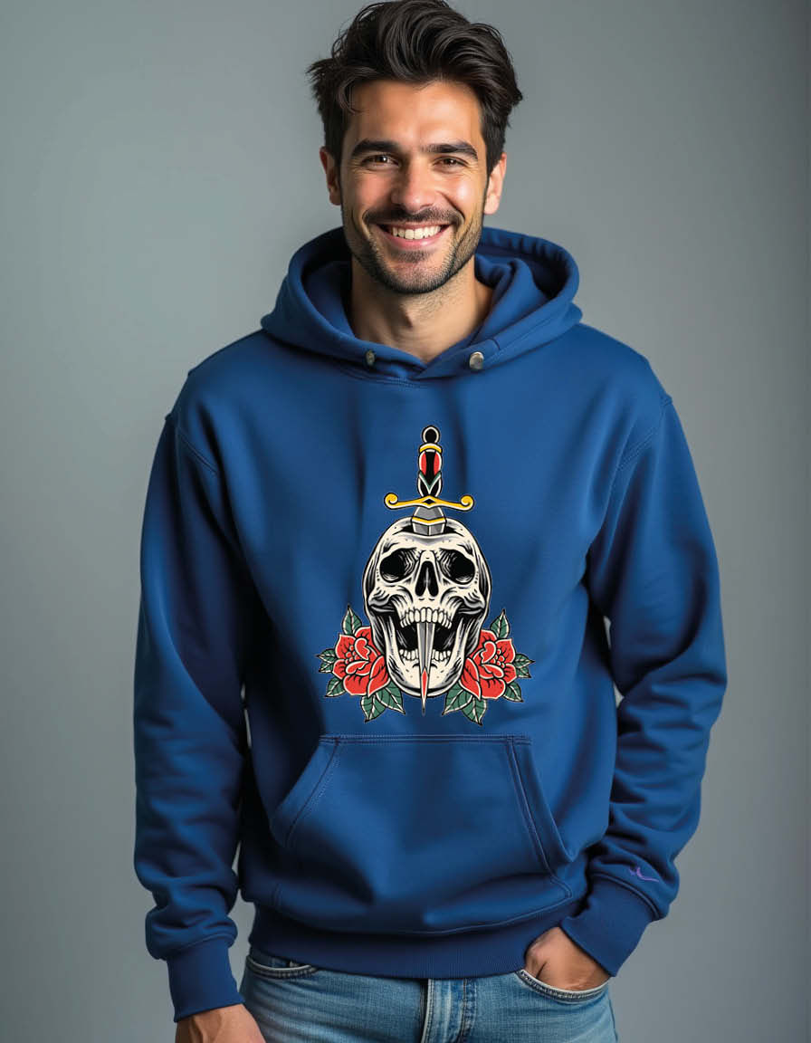 Thumbnail: Crowned Skull with Sword & Roses Unisex Graphic Printed Hoodies