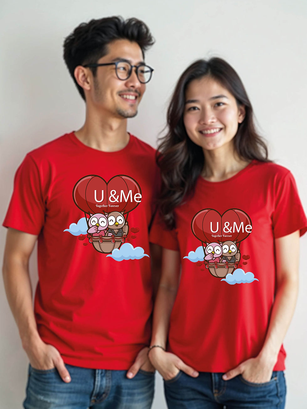 Thumbnail: Romantic Cartoon Couple Matching Tee Lovers Edition – Shop Now