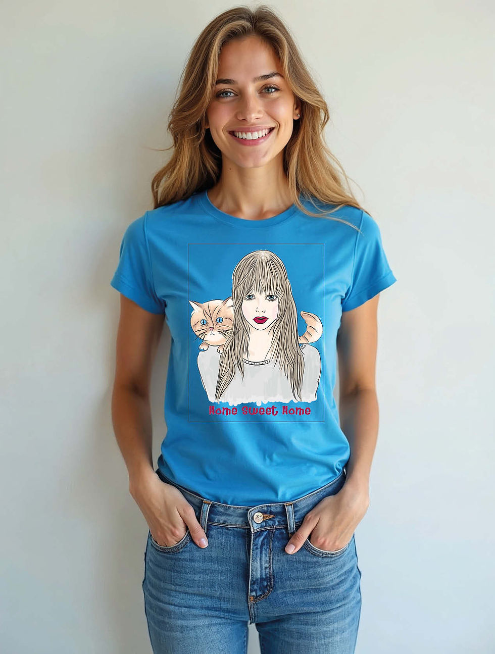 Thumbnail: Girl with a Ginger Cat Classic Women’s Printed Graphic Streetwear T-Shirt – Hot