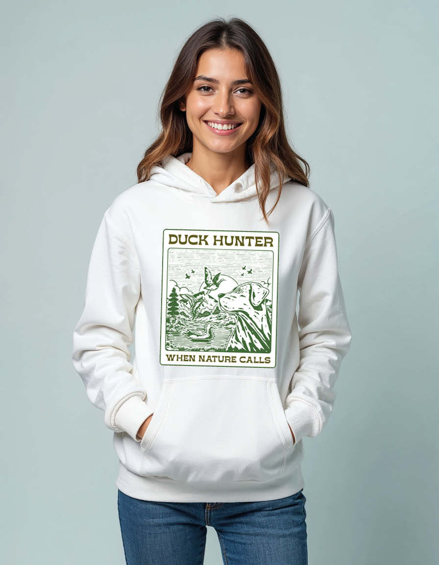 Thumbnail: Duck hunter when nature calls Unisex Graphic Printed Hoodie