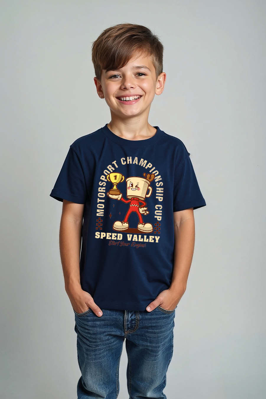Thumbnail: Motor sportt Champions Casual Kids Printed T-Shirt – Drawing Print Design