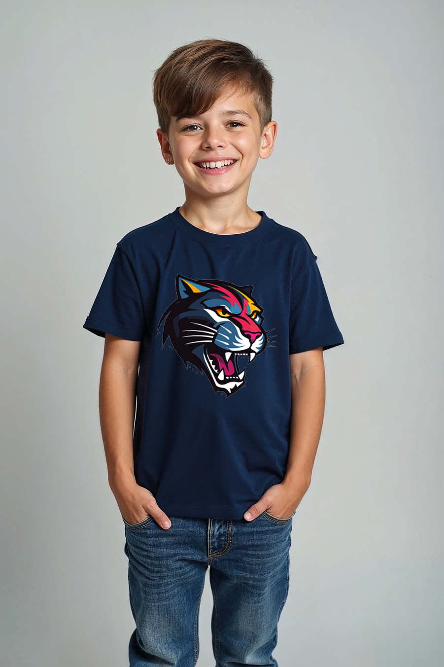 Thumbnail: Colorful Panther Kids T-Shirt – Vibrant Wild Animal Graphic Tee for Boys & Girls