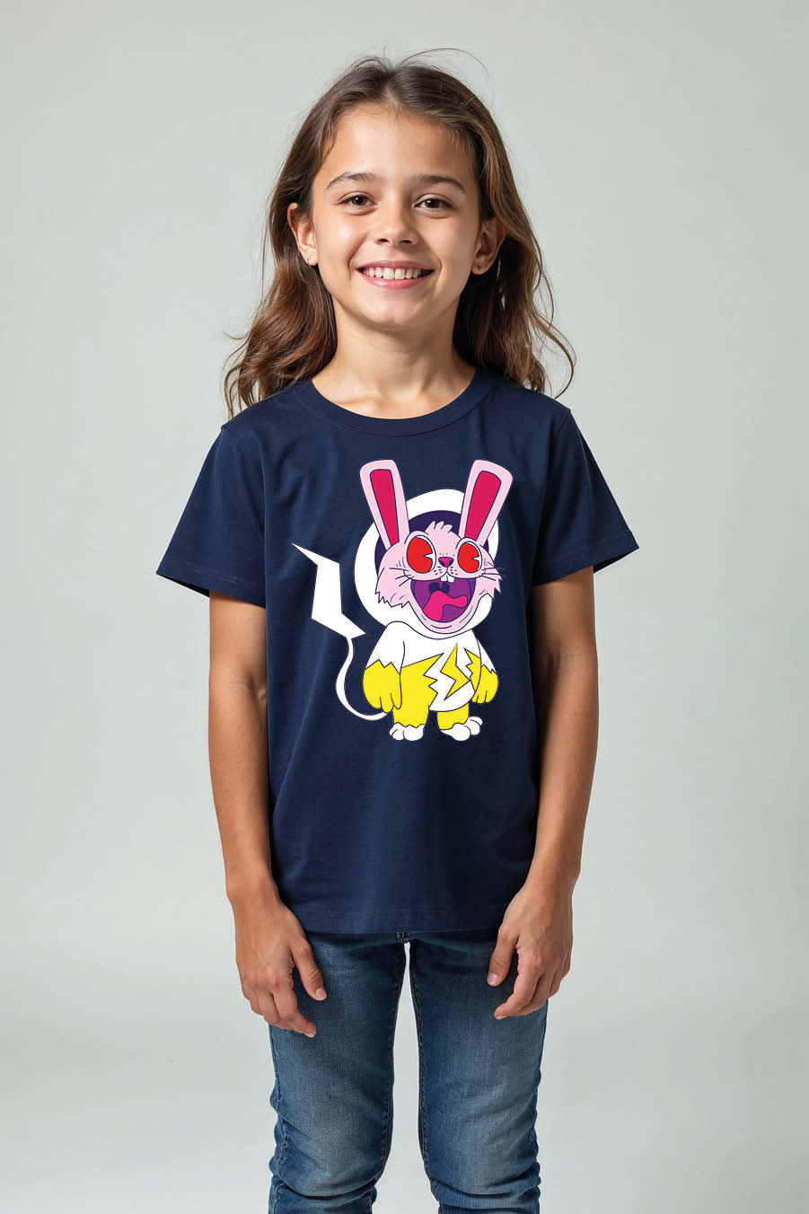 Thumbnail: Electric Bunny T-Shirt Casual Cute Kids Typography T-ShirtElectric Bunny T-Shirt Casual Cute Kids Typography T-Shirt