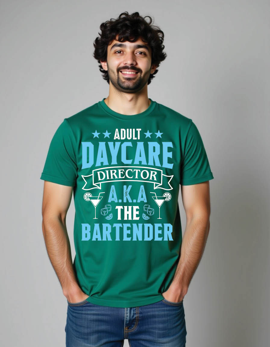 Thumbnail: adult daycare director k bartender mens printed graphic t shirt