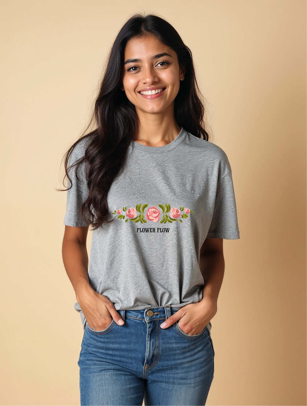 flower flow Stylish Women’s Printed Graphic Streetwear T-Shirt