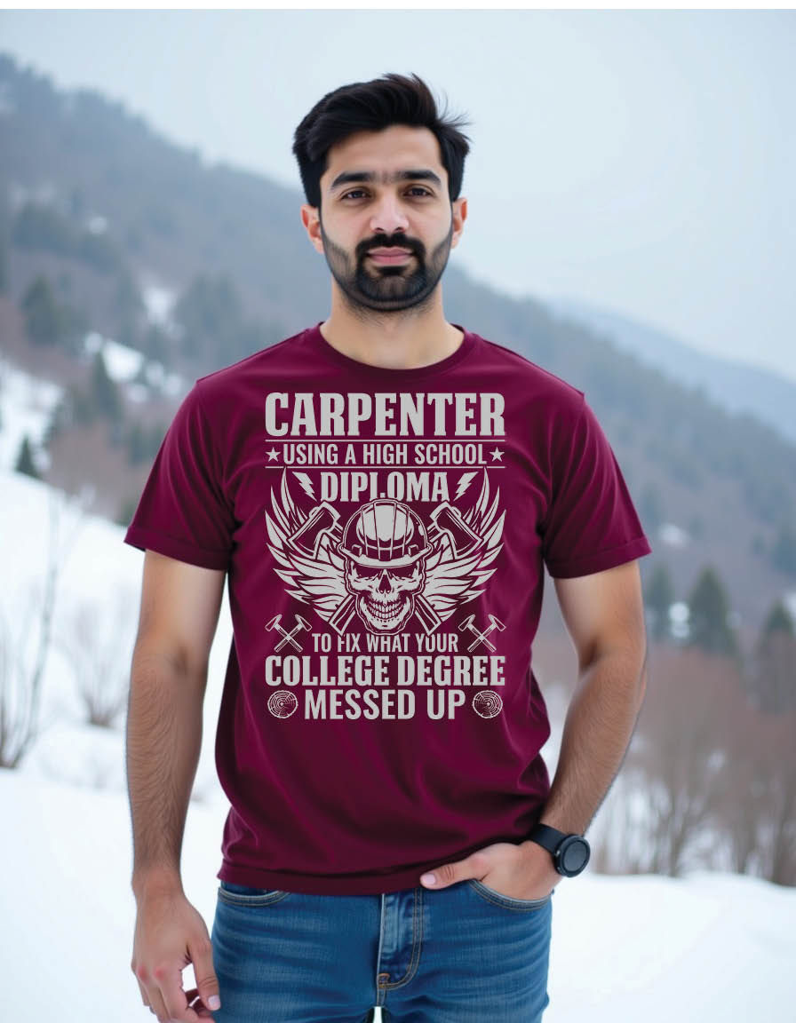 Thumbnail: carpenter using high school diploma fix what your mens printed graphic t shirt