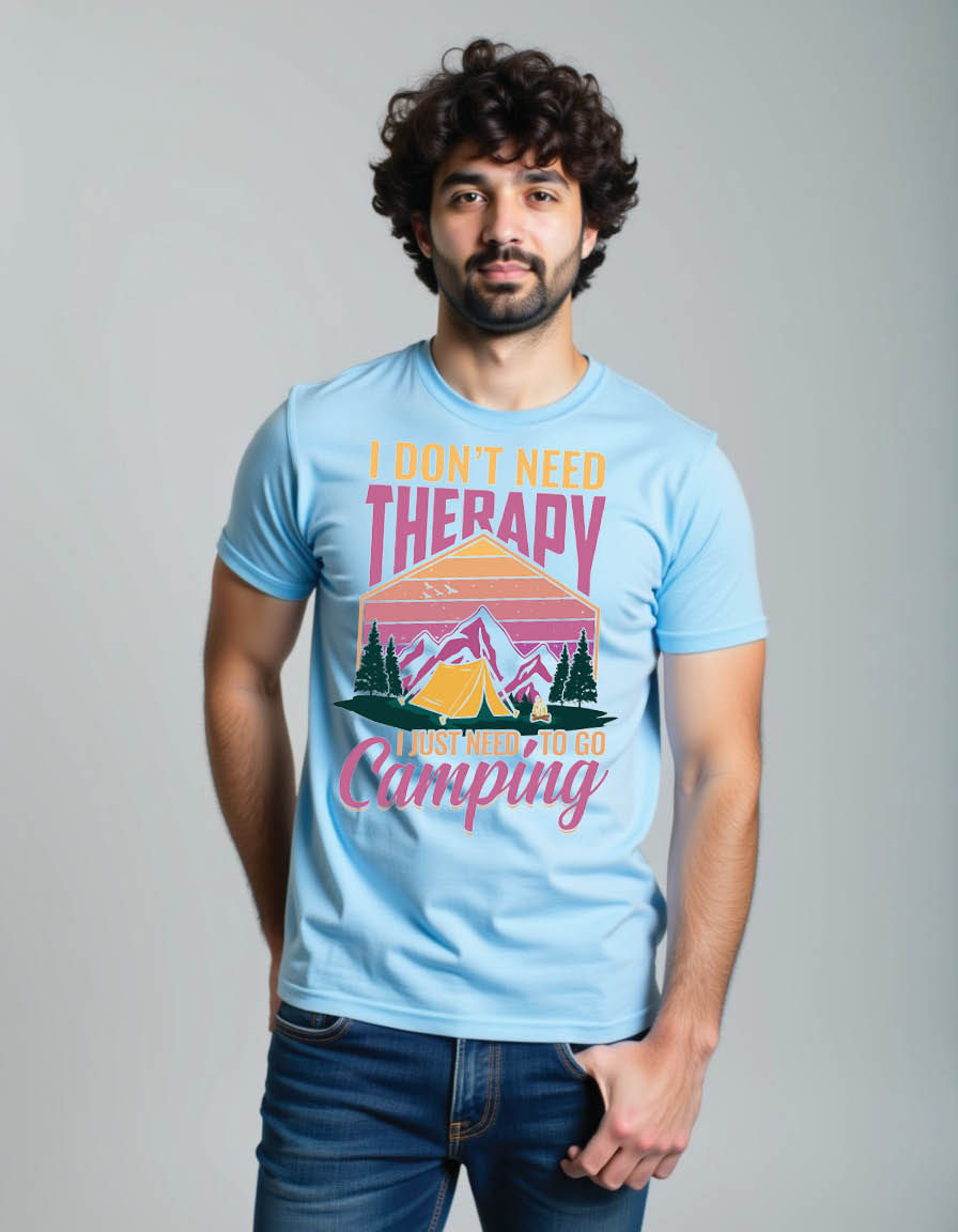 Thumbnail: i need therapy i just need go camping wild mens printed graphic t shirt