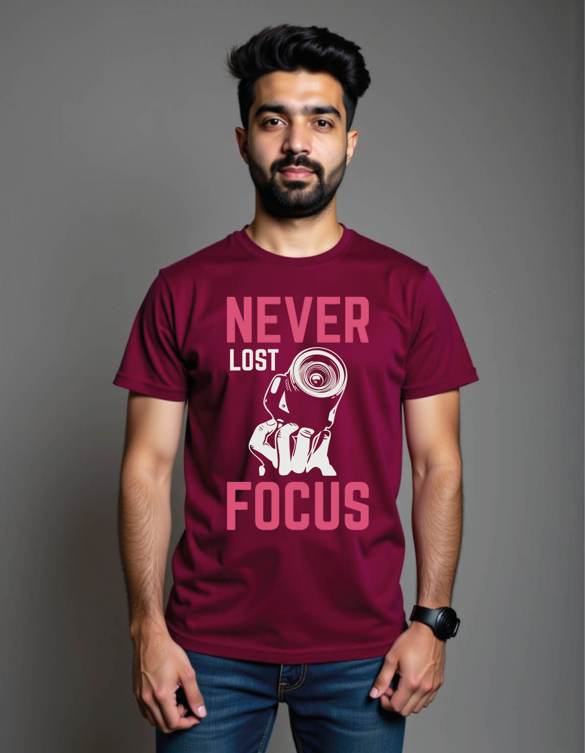 NEVER LOST mens printed graphic t shirt