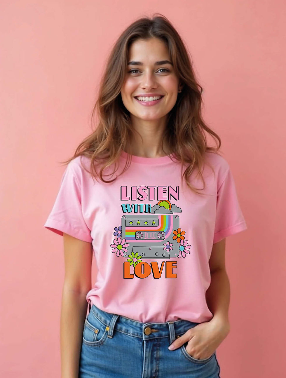 Thumbnail: Listen with love Classic Women’s Printed T-Shirt – Premium Quality