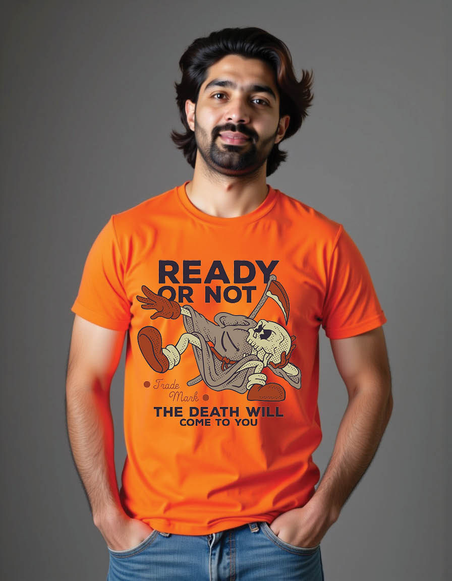 Thumbnail: cartoon of grim reaper throwing mens printed graphic t shirts