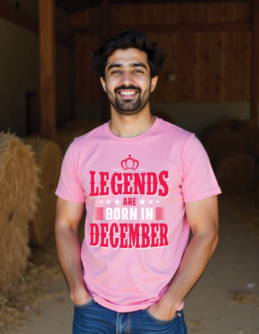Thumbnail: legends are born december typography mens printed graphic t shirt