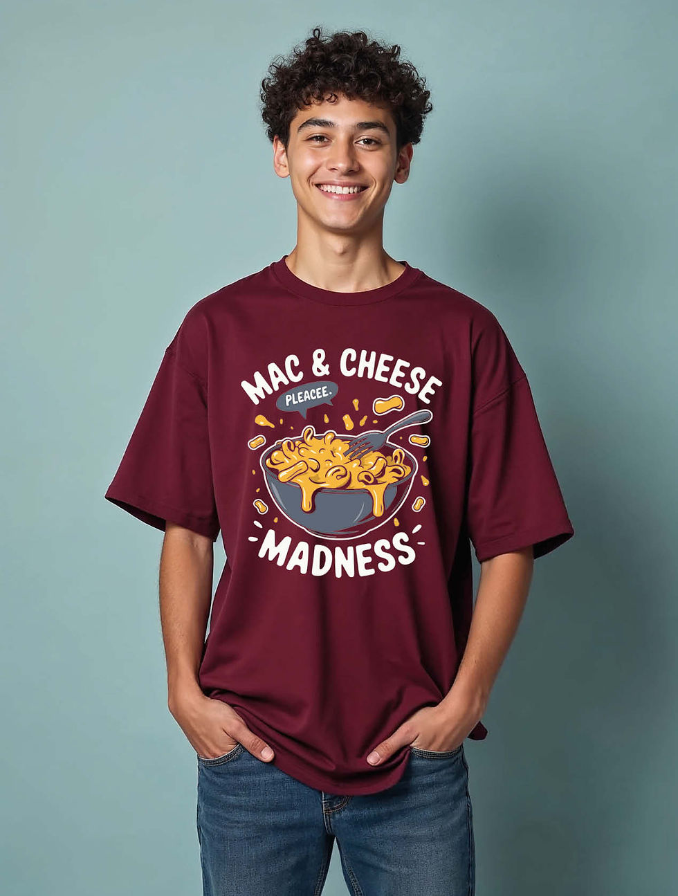 mac & cheese madness Unisex Oversized Drop Shoulder T-Shirt for Men & Women