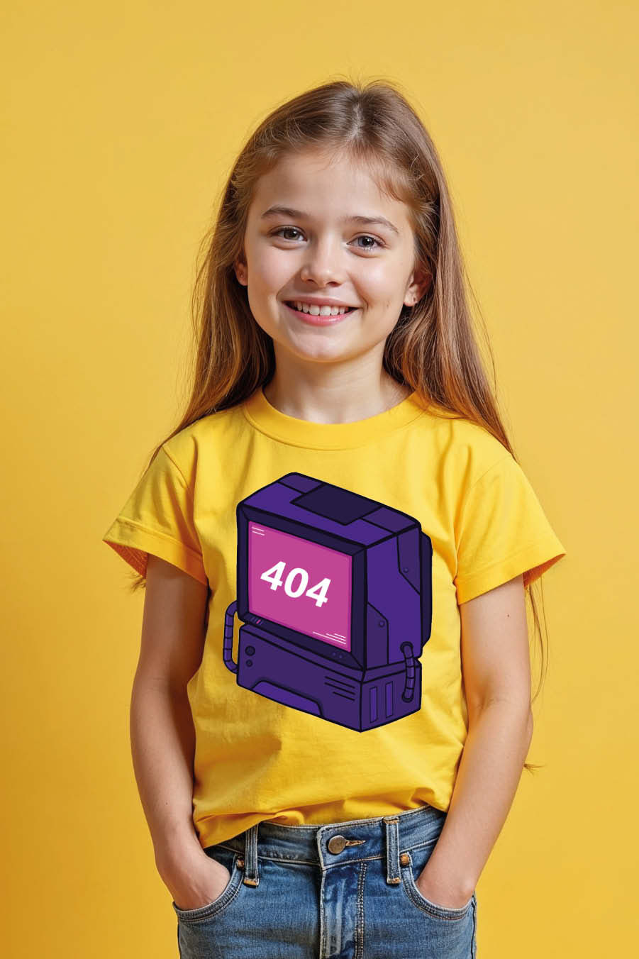 Thumbnail: Pixel Art 404 Error Computer T-Shirt Everyday Casual Kids Printed T-Shirt