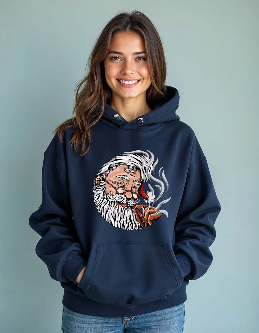 Thumbnail: Santa claus with cigarette Unisex Printed Graphic Hoodies