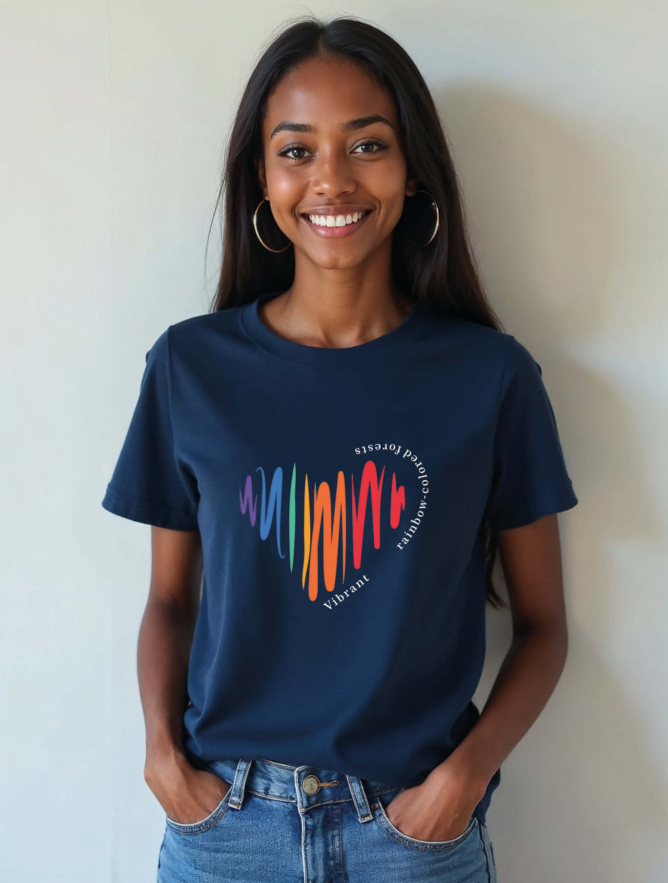vibrant rainbow colored Modern Women’s Typography T-Shirt – Best Price