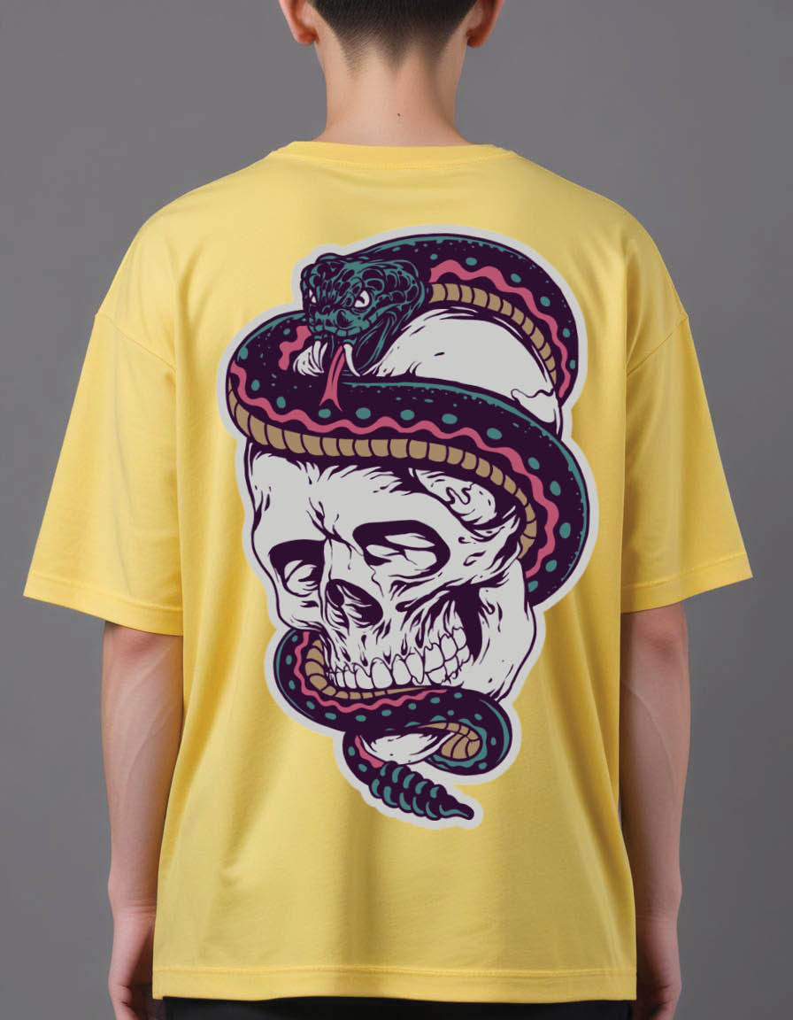 Thumbnail: skull snake mens Oversized Printed t shirt