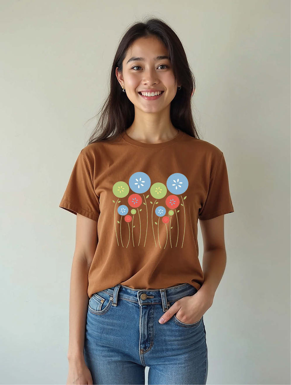 Thumbnail: Abstract Circle Flower Stylish Women’s Printed Graphic Streetwear T-Shirt