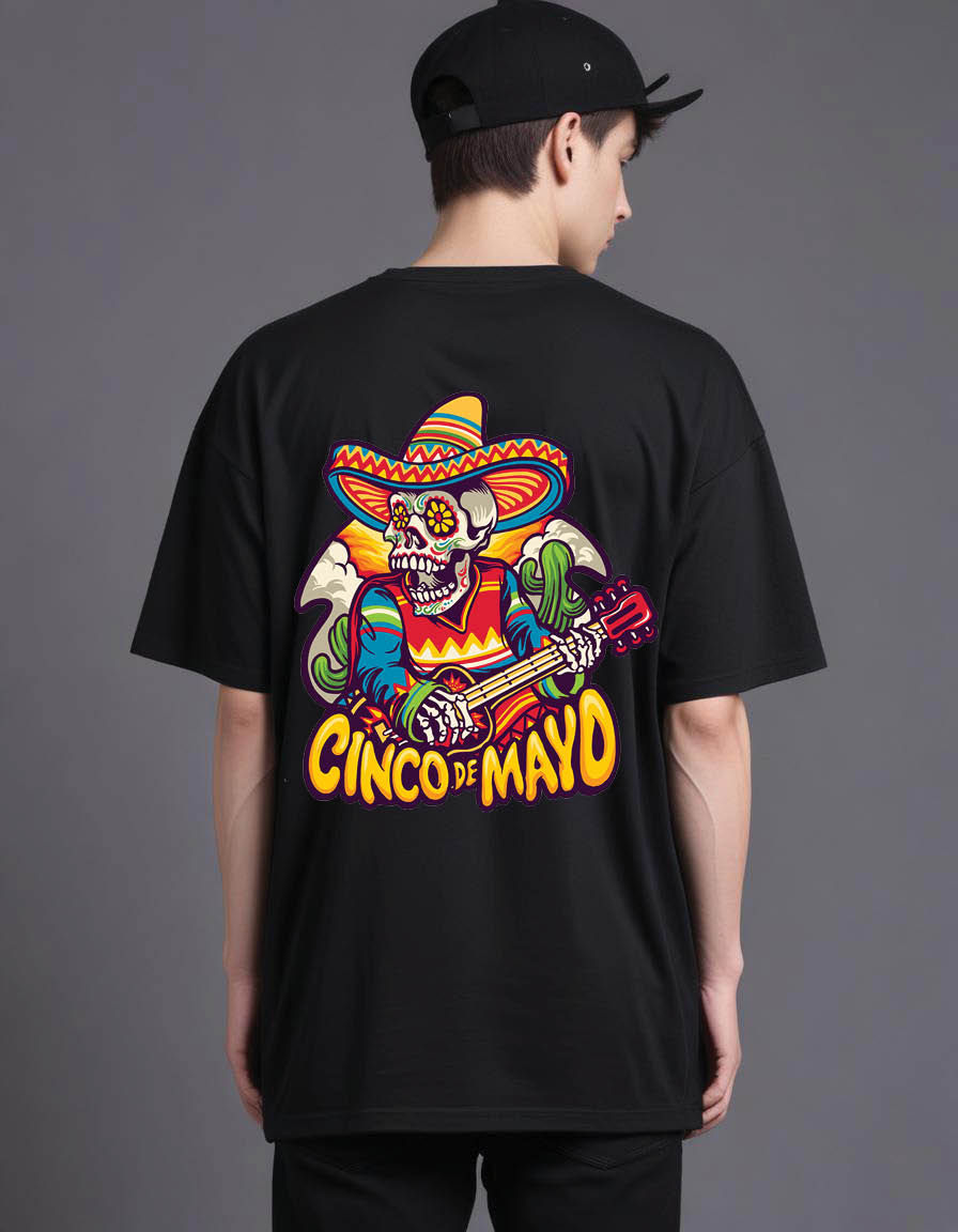 Thumbnail: cinco de mayo skull  Mens Oversized Printed T shirt