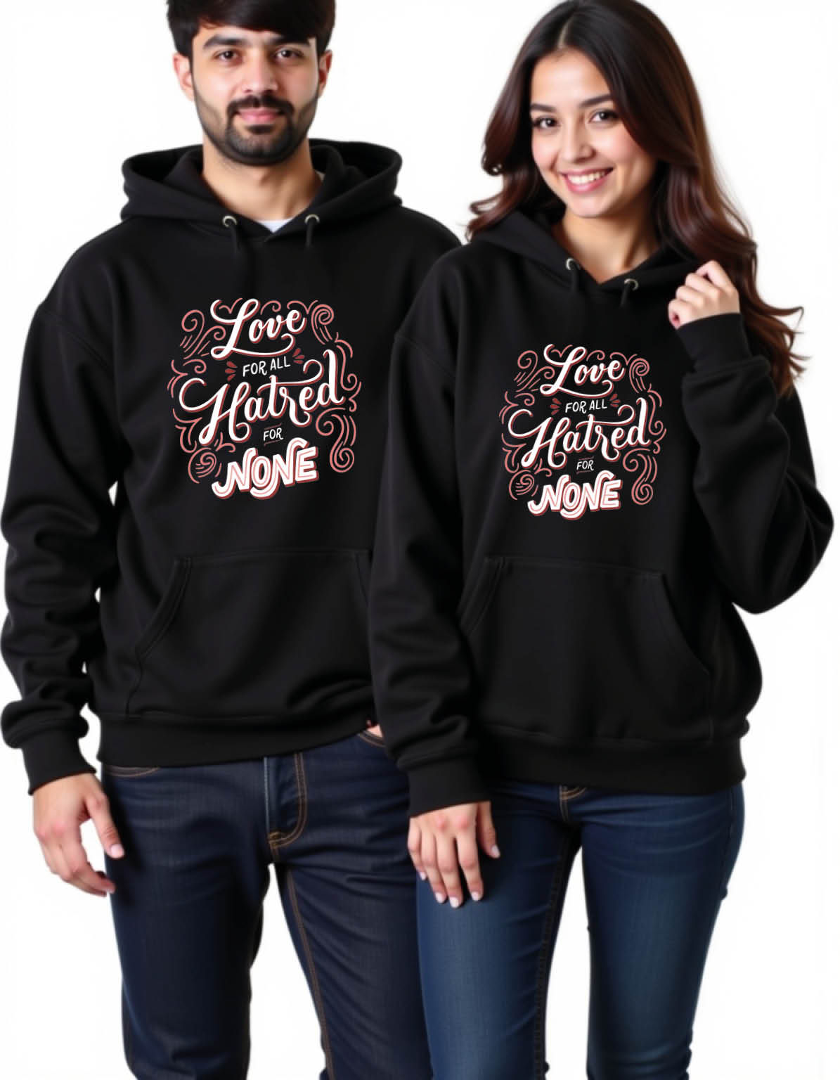 love for all hatred for none Casual Printed Graphic Couple Hoodies