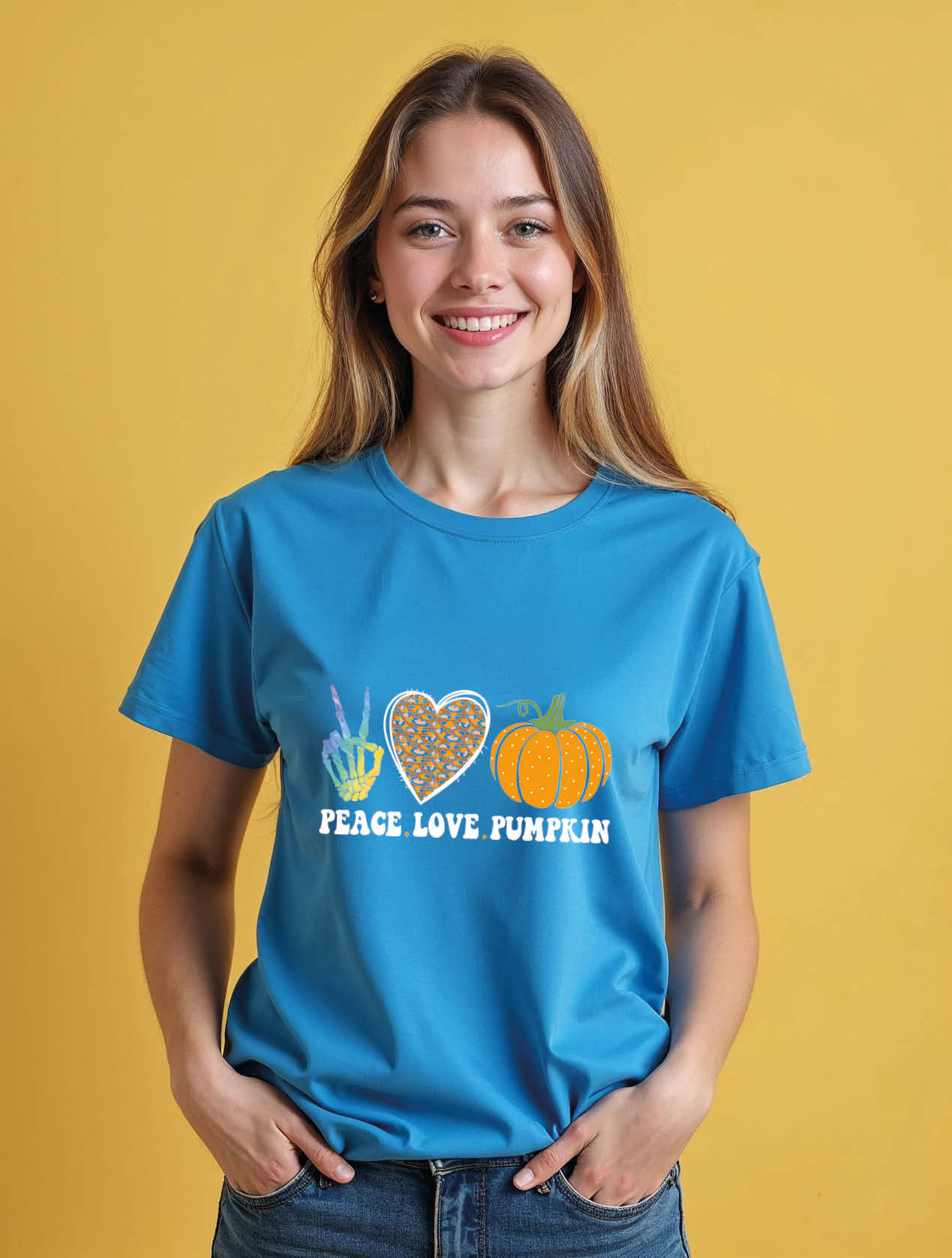 peace love pumpkin Cool Women’s Printed Graphic Streetwear T-Shirt