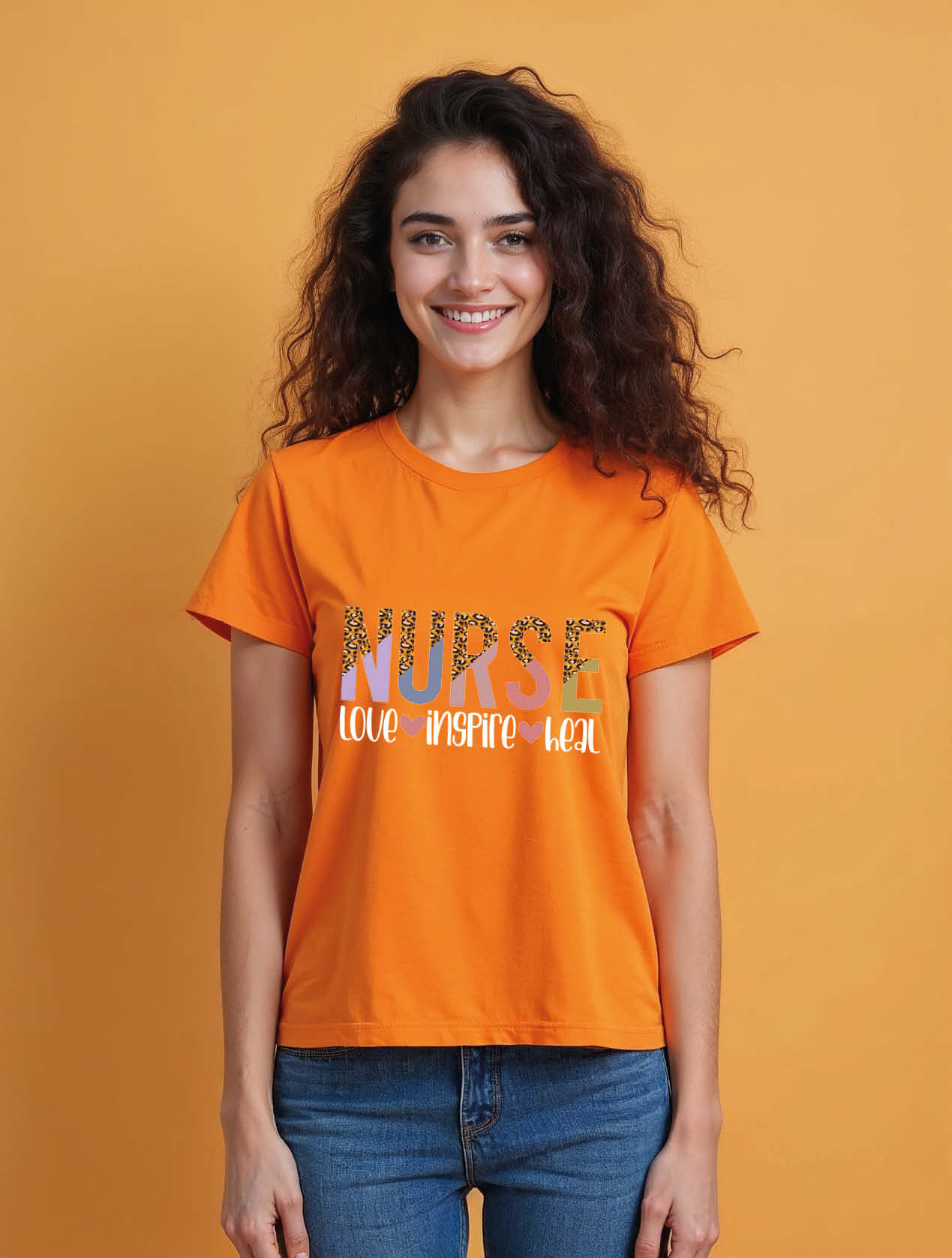 nurse love inspire heal Chic Women’s Printed Graphic Streetwear T-Shirt