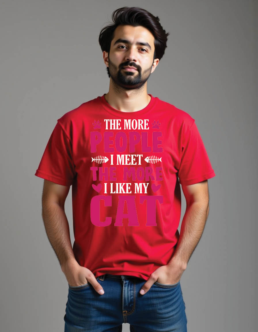 Thumbnail: more people i meet more i like my cat mens printed graphic t shirt