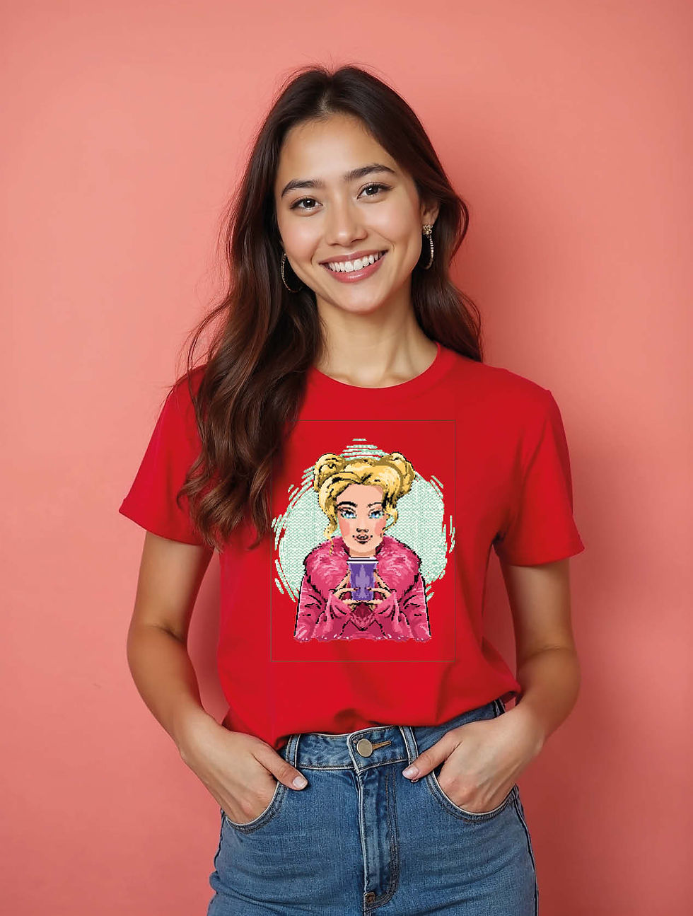 Thumbnail: Faux Fur and Coffee  Modern Women’s Typography T-Shirt – Fast Delivery