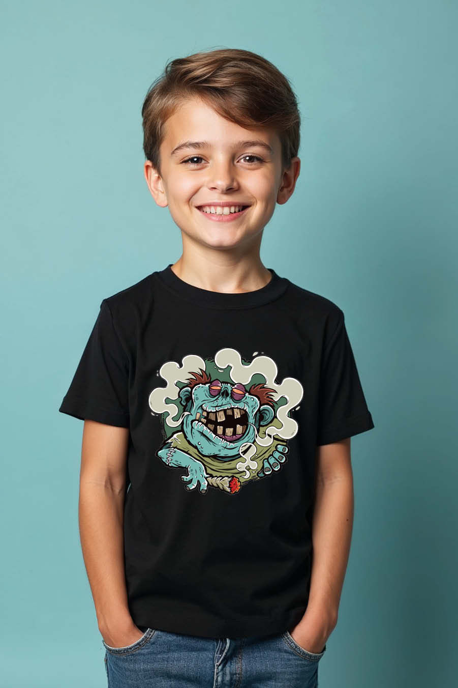 Thumbnail: Stoned Zombie Teacher Graphic T-Shirt Casual Cute Kids Typography T-Shirt
