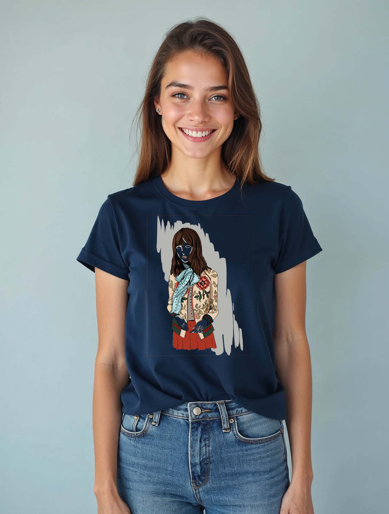 Fashion Illustration Chic Women’s Stylish Printed T-Shirt – Shop Now