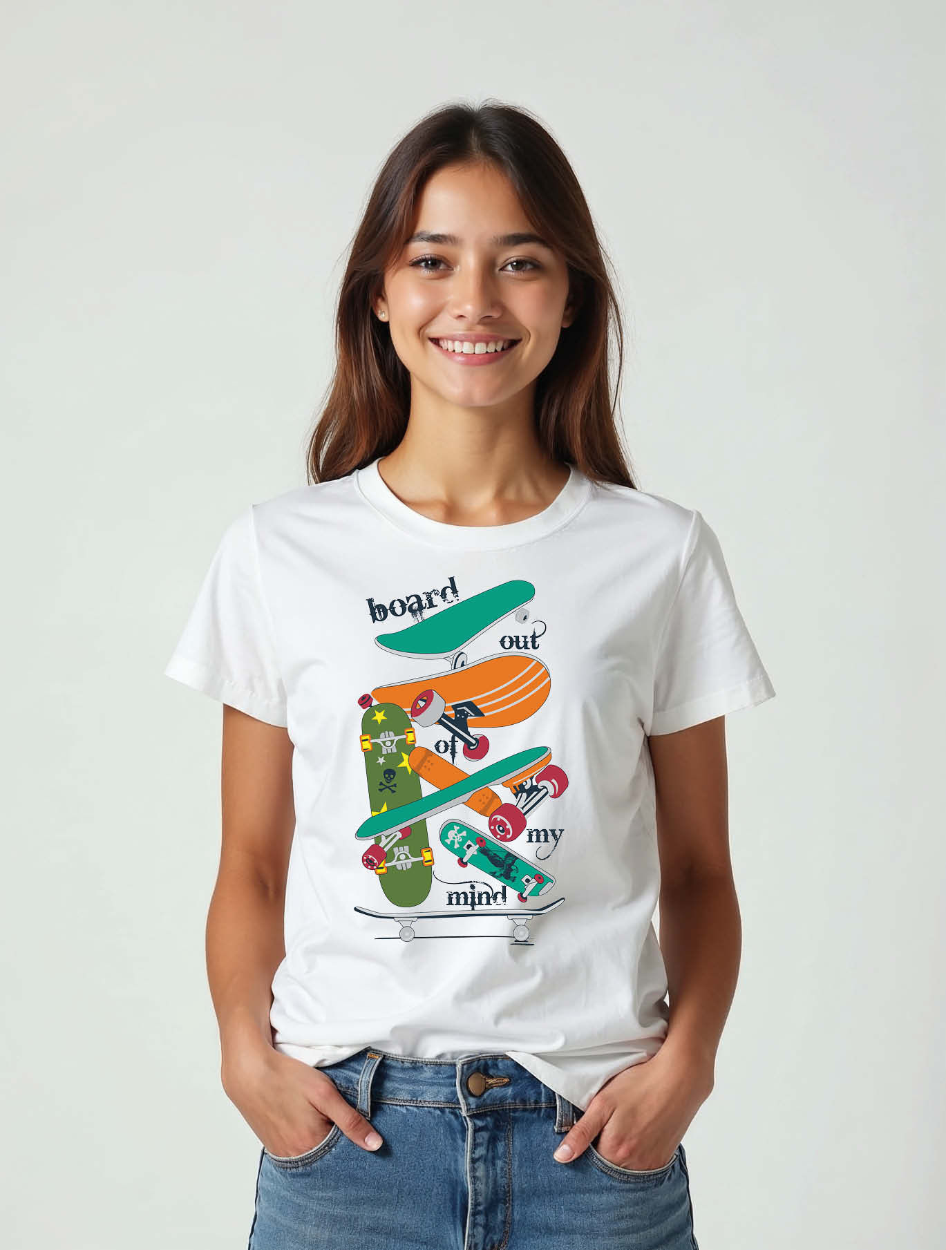 board out of my mind Casual Women’s Printed graphic T-Shirt