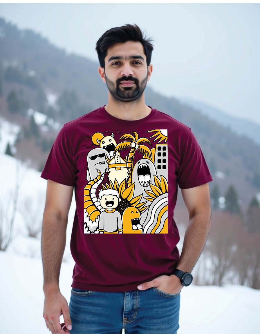 Thumbnail: doodle cute monster mens printed graphic t shirts