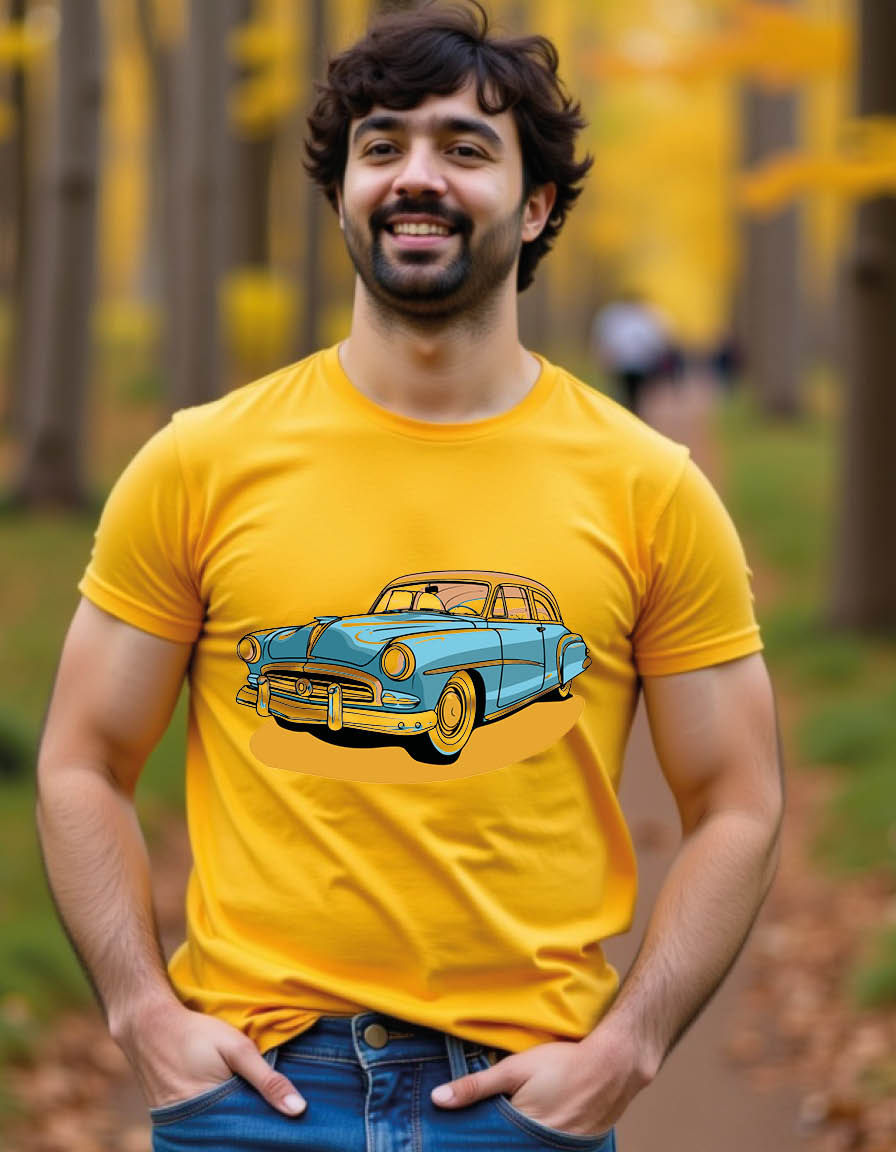 Thumbnail: car with pop art style mens printed graphic t shirt