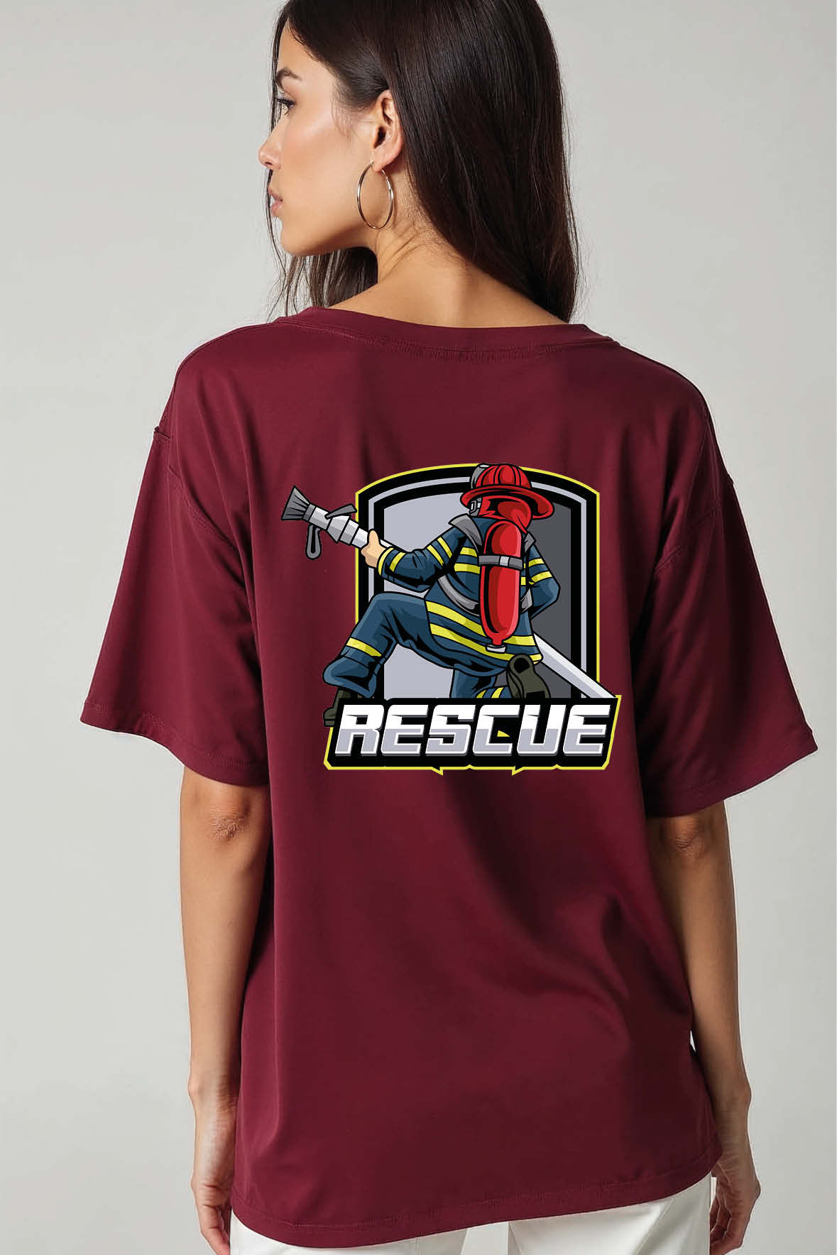 rescue stylish Unisex Drop Shoulder Oversized T-Shirt for men & women