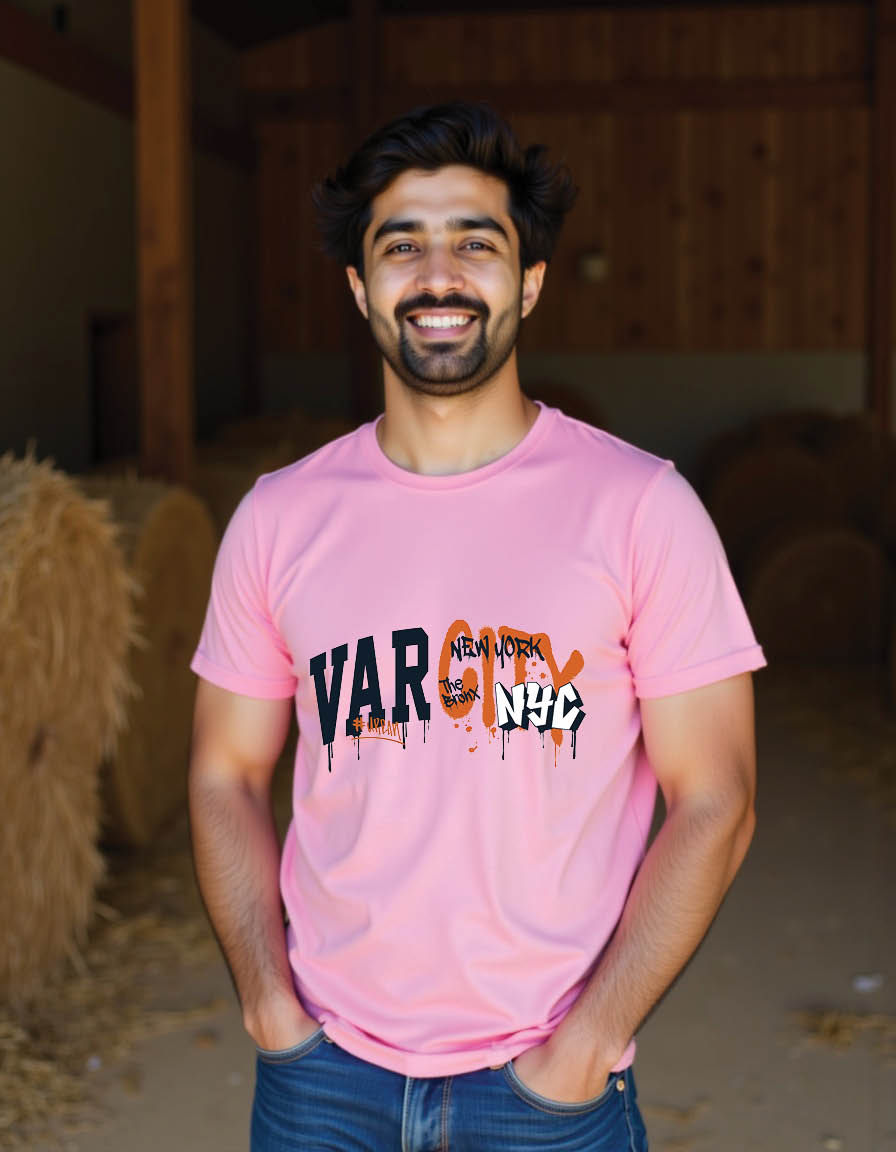 Thumbnail: new york varsity collegiate with graffiti slogan mens printed graphic t shirt